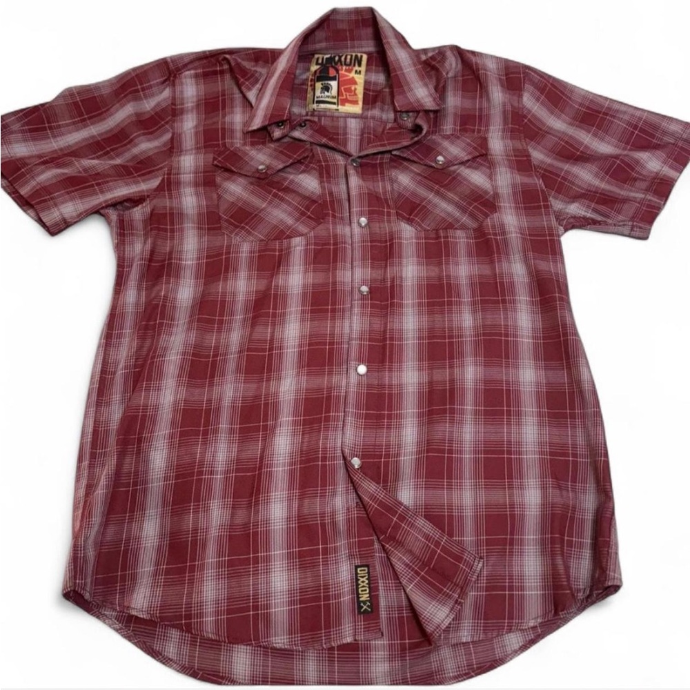 DIXXON Men's Burgundy Plaid Button Down Shirt
